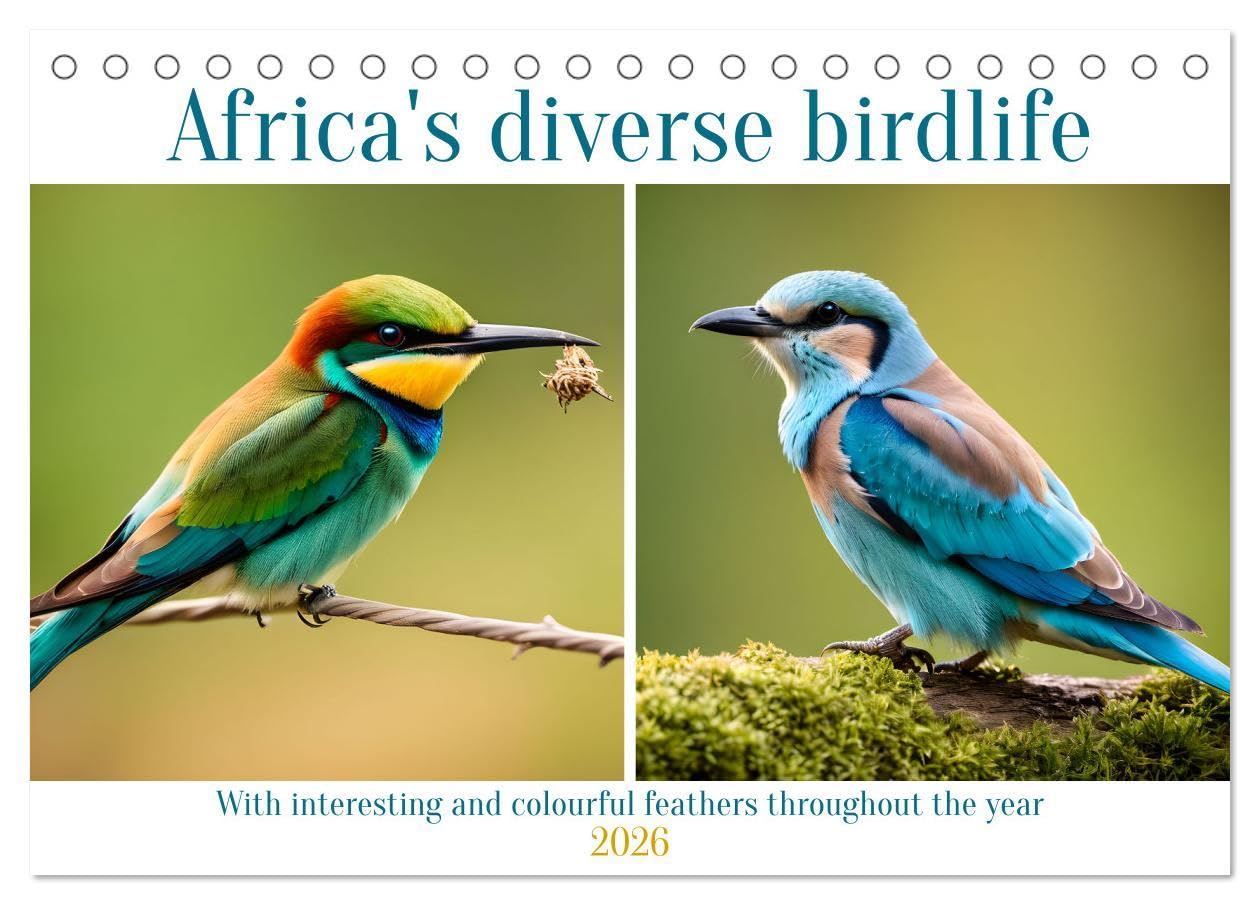Africa's diverse birdlife (Desk Calendar 2026 DIN A5 landscape), CALVENDO 12 Month DeskCalendar: With interesting and colourful feathers throughout the year