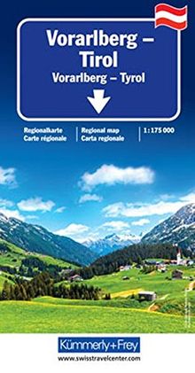 Vorarlberg - Tirol - Südtirol Regionalkarte: 1: 175 000 (Kümmerly+Frey Reisekarten)