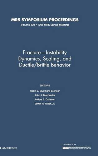 Fracture-Instability Dynamics, Scaling and Ductile/Brittle Behavior: Volume 409 (MRS Proceedings)