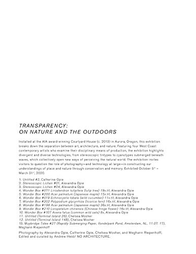 Transparency: On Nature and the Outdoors