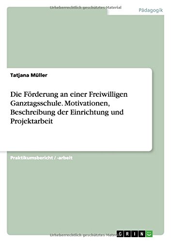 Die Förderung an einer Freiwilligen Ganztagsschule. Motivationen, Beschreibung der Einrichtung und Projektarbeit