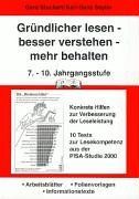 Gründlicher lesen - besser verstehen - mehr behalten. 7.-10. Jahrgangsstufe. Arbeitsblätter - Folienvorlagen - Informationstexte (Lernmaterialien)