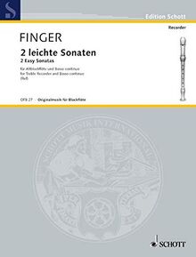 2 leichte Sonaten: Alt-Blockflöte (Flöte, Oboe, Violine) und Basso continuo; Cembalo (Pianoforte), Violoncello (Viola da gamba) ad libitum. (Edition Schott)