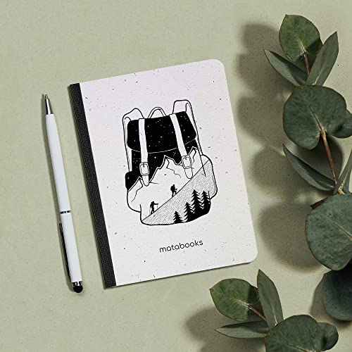 Matabooks, nachhaltige und vegane Notizbücher A6 aus Graspapier, Samenbuch, 102 blanko Seiten, Natur, Handmade, Made in Germany (Backpack)