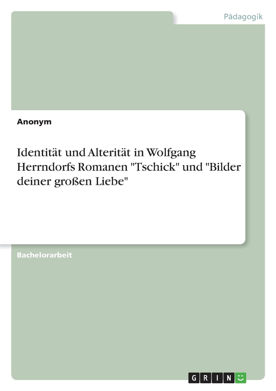 Identität und Alterität in Wolfgang Herrndorfs Romanen Tschick und Bilder deiner großen Liebe