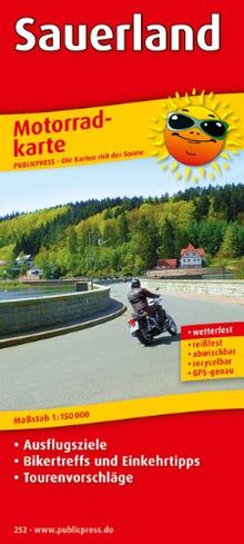 Motorradkarte Sauerland: Mit Tourenvorschlägen, Ausflugszielen, Einkehr- und Freizeittipps, wetterfest, reißfest, abwischbar, GPS-genau. 1:150000: mit ... reissfest, abwischbar, GPS-genau. 1:200000