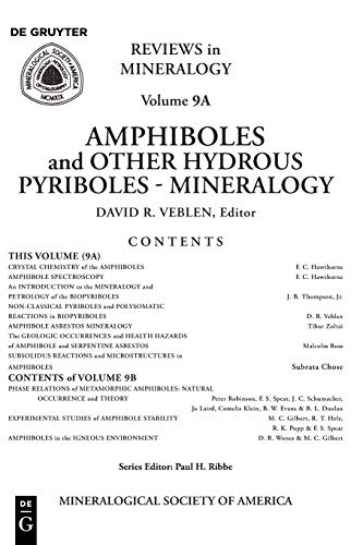 Reviews in Mineralogy & Geochemistry   9A   Amphiboles and Other Hydrous Pyriboles Kartoniert (TB)