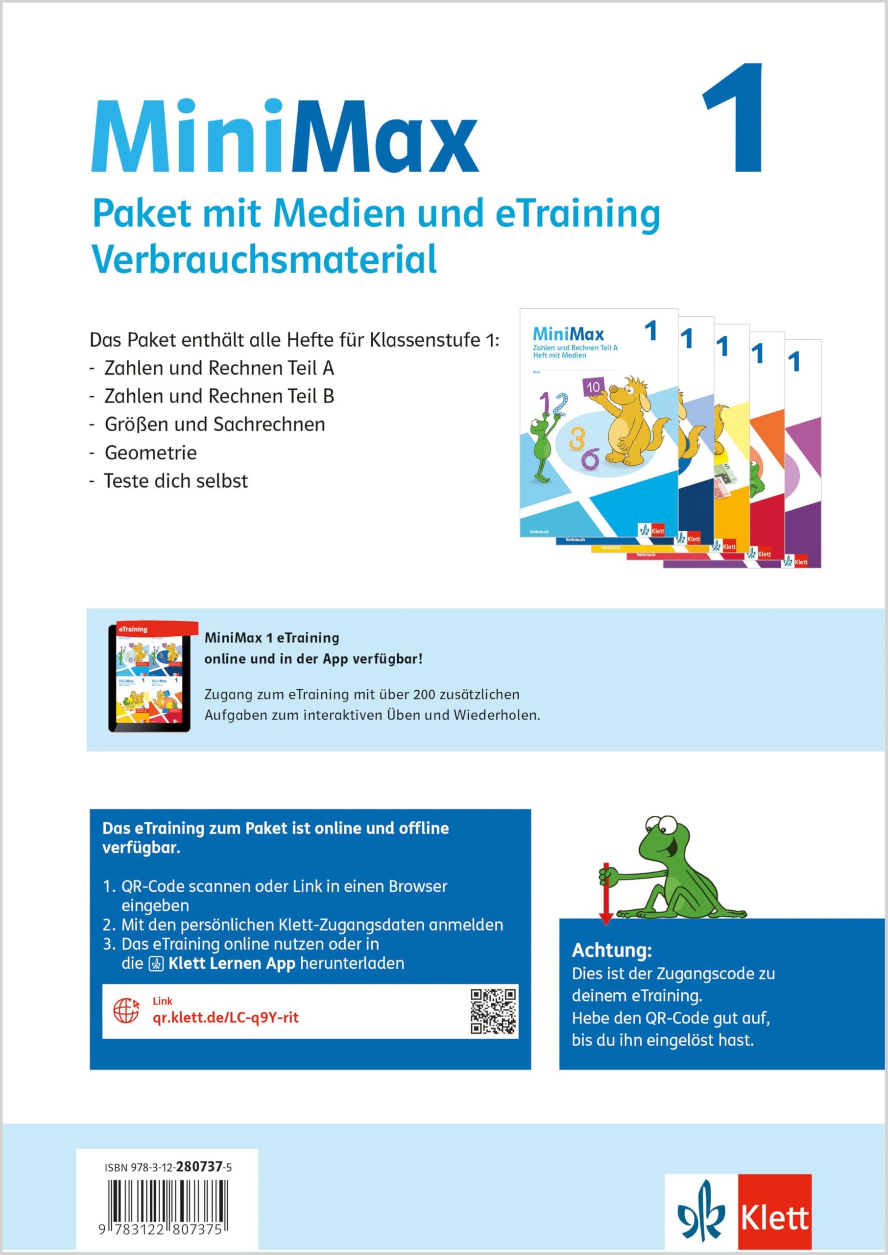MiniMax 1: Paket Themenhefte mit Medien und eTraining (5 Hefte: Zahlen und Rechnen A & B, Größen und Sachrechnen, Geometrie, Teste-dich-selbst, Beilage) - Verbrauch Klasse 1 (MiniMax. Ausgabe ab 2026)