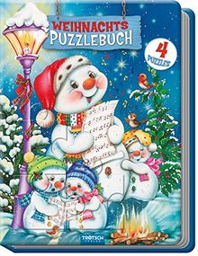 Weihnachtspuzzlebuch Schneemann Spielbuch mit Geschichten: 4 Puzzle, je 12-teilig