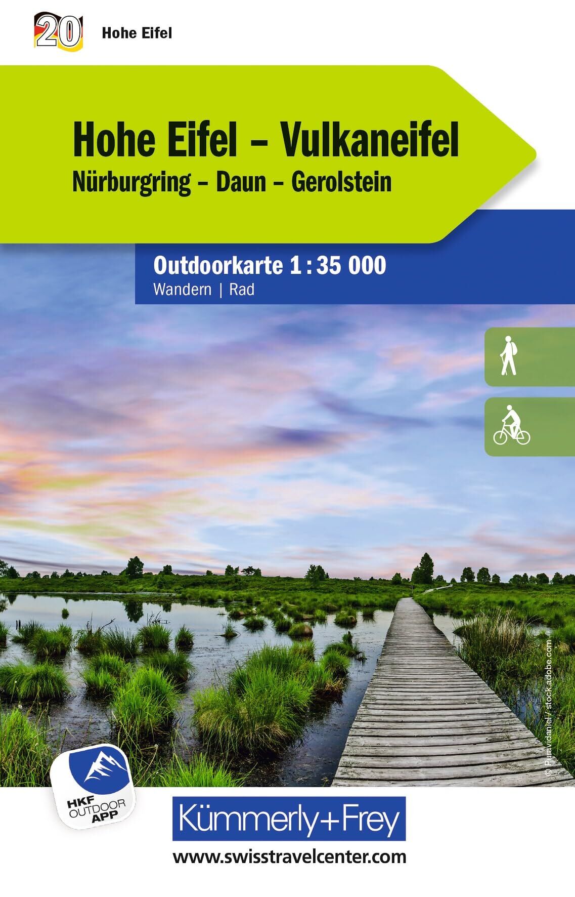 Kümmerly+Frey Outdoorkarte Deutschland 20 Hohe Eifel, Vulkaneifel 1:35.000 - Neuware
