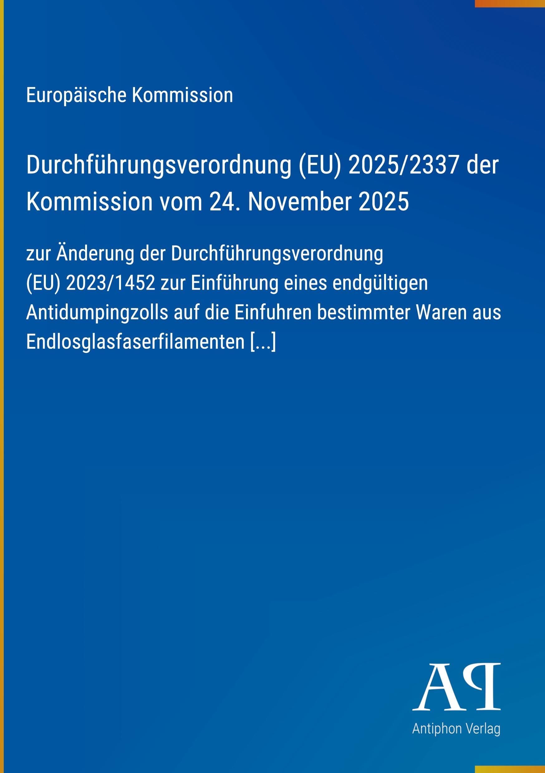 Durchführungsverordnung (EU) 2025/2337 der Kommission vom 24. November 2025