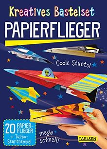 Kreatives Bastelset: Papierflieger: Set mit 20 Faltbögen, Anleitungsbuch und Falzhilfe: Falten für Kinder