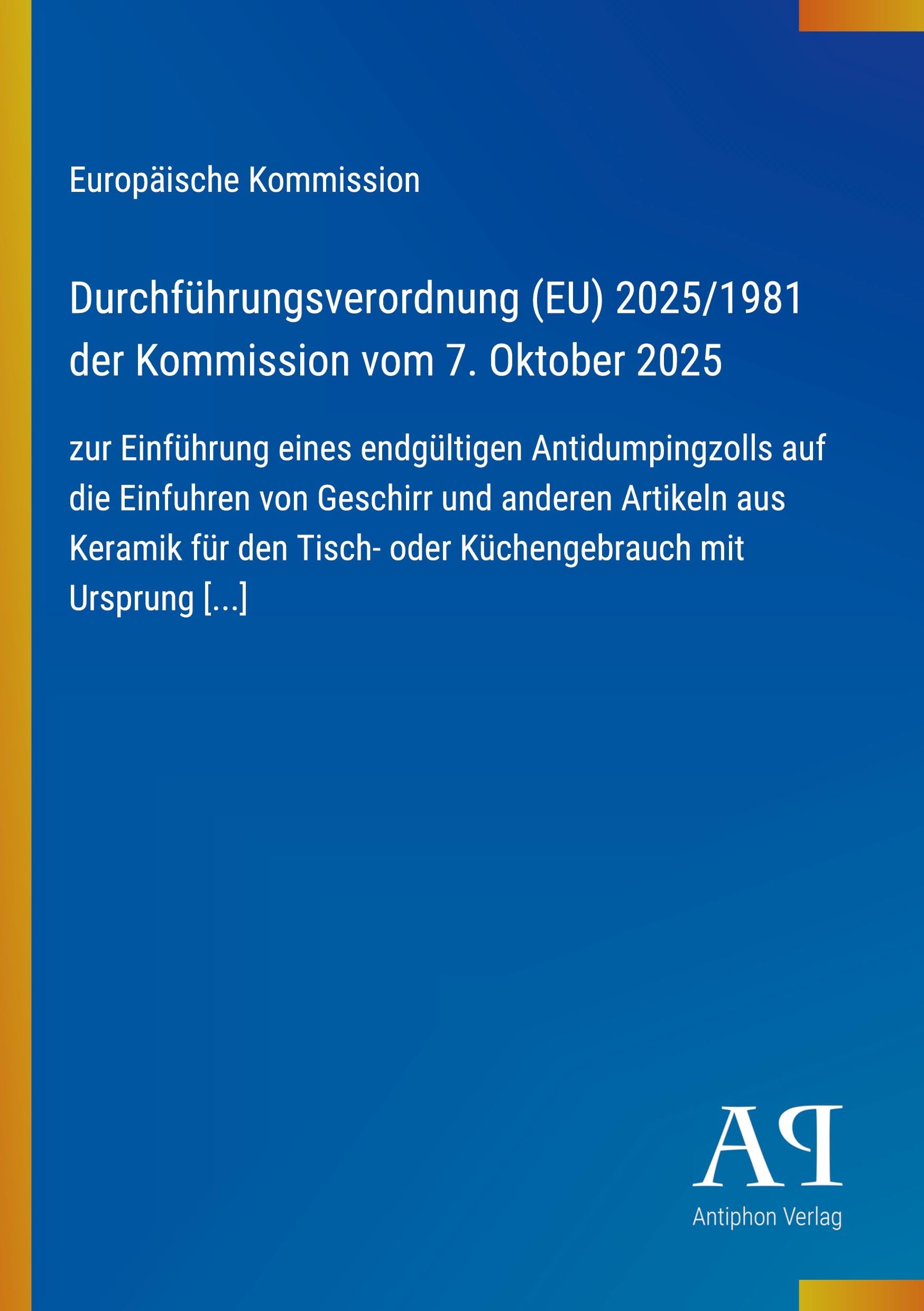 Durchführungsverordnung (EU) 2025/1981 der Kommission vom 7. Oktober 2025