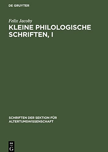 Kleine Philologische Schriften, I