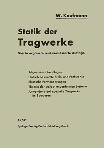 Statik der Tragwerke (Handbibliothek für Bauingenieure. Neue Reihe) (German Edition)
