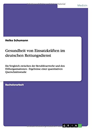 Gesundheit von Einsatzkräften im deutschen Rettungsdienst: Ein Vergleich zwischen der Berufsfeuerwehr und den Hilfsorganisationen - Ergebnisse einer quantitativen Querschnittsstudie