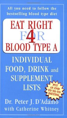 Eat Right for Blood Type A: Individual Food, Drink and Supplement lists (Eat Right for Your Type)