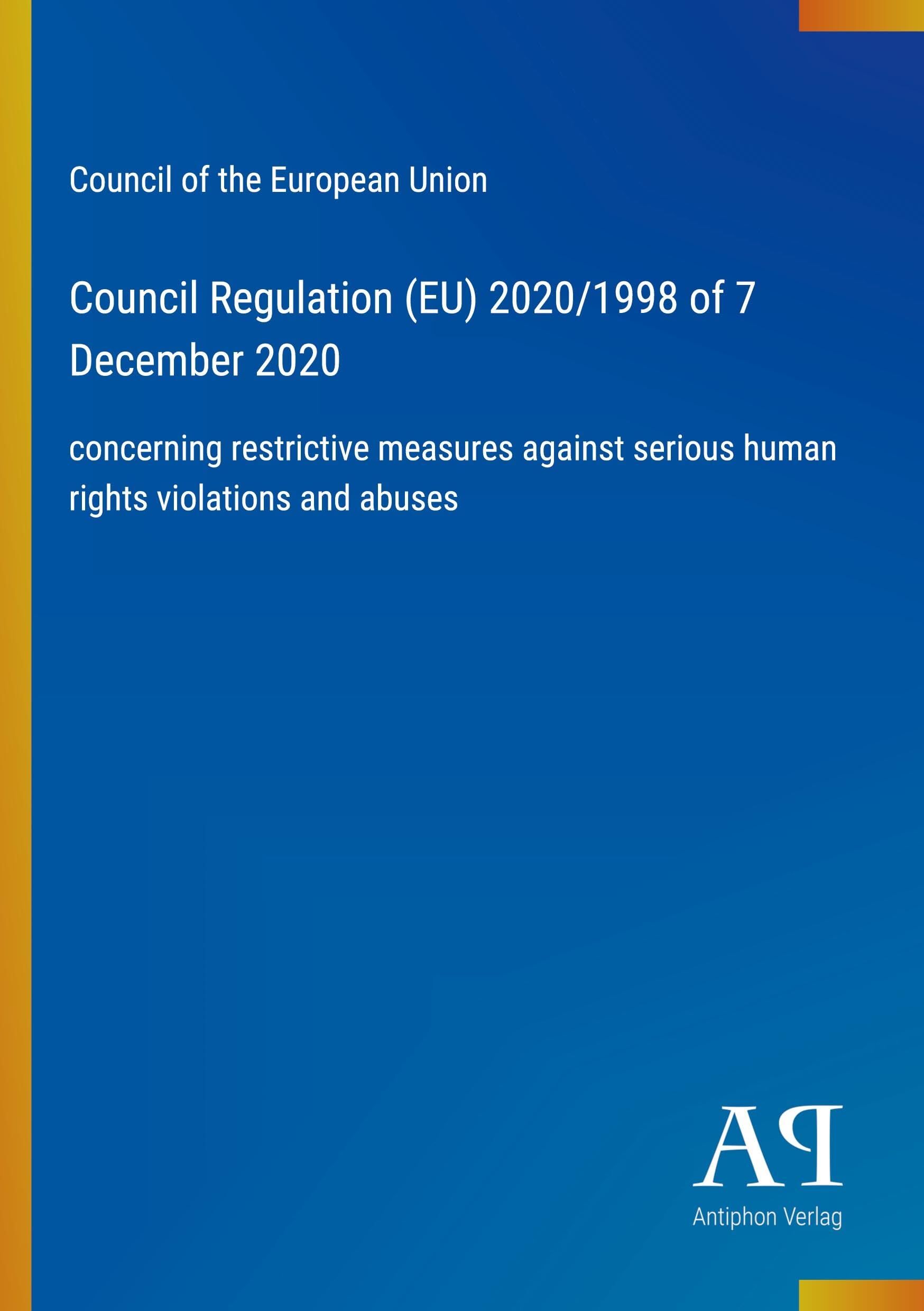Council Regulation (EU) 2020/1998 of 7 December 2020