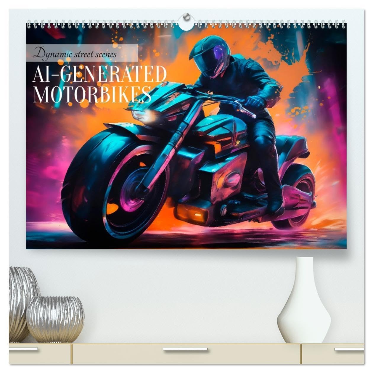 DYNAMIC STREET SCENES AI-generated motorbikes (High Quality Premium Wall Calendar 2026 DIN A2 landscape),CALVENDO 12 Month Wall Calendar: Cool artistic impressions
