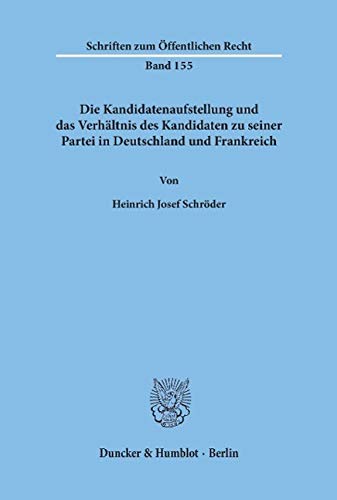 Die Kandidatenaufstellung und das Verhältnis des Kandidaten zu seiner Partei in Deutschland und Frankreich