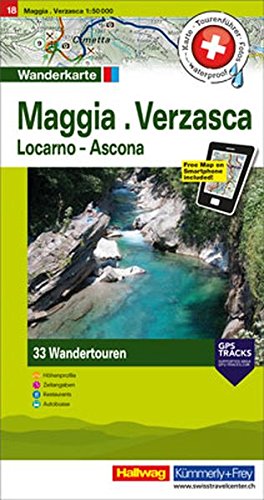 Maggia, Verzasca, Locarno-Ascona Tourenwanderkarte: Nr. 18, 33 Wandertouren, 1:50 000, mit kostenlosem Download für Smartphone Karten, Tourenführer, ... Autobus (Hallwag Touren-Wanderkarten)
