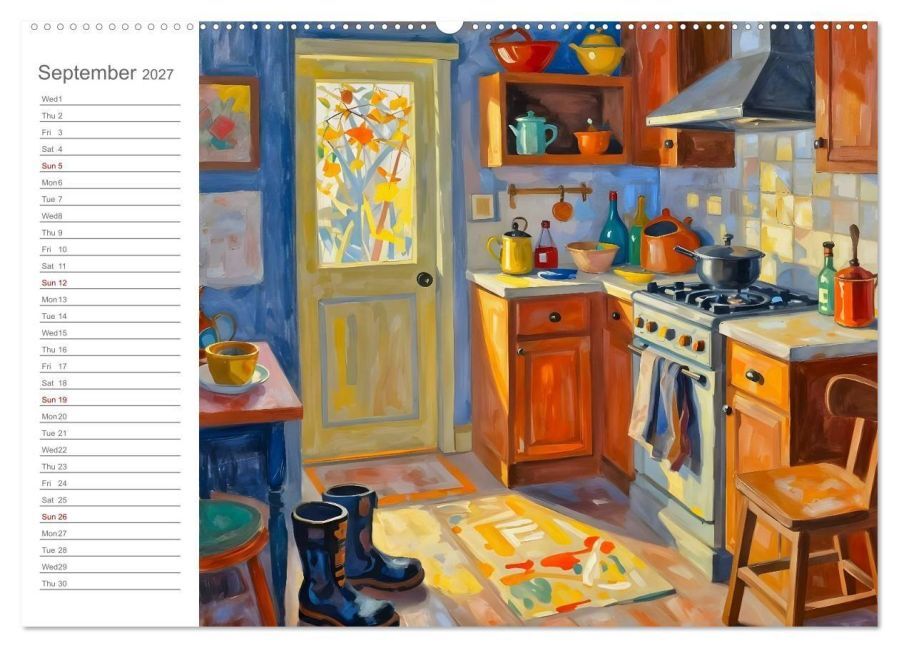 Painted Kitchen Moments - Twelve expressive interiors (Wall Calendar 2027 DIN A2 landscape), CALVENDO 12 Month Wall Calendar
