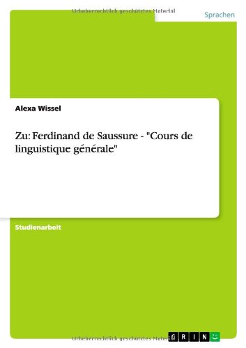 Zu: Ferdinand de Saussure - Cours de linguistique générale
