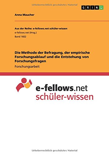Die Methode der Befragung, der empirische Forschungsablauf und die Entstehung von Forschungsfragen