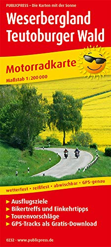 Weserbergland - Teutoburger Wald: Motorradkarte mit Ausflugszielen, Einkehr- & Freizeittipps und Tourenvorschlägen, wetterfest, reißfest, abwischbar, GPS-genau. 1:200000 (Motorradkarte / MK)