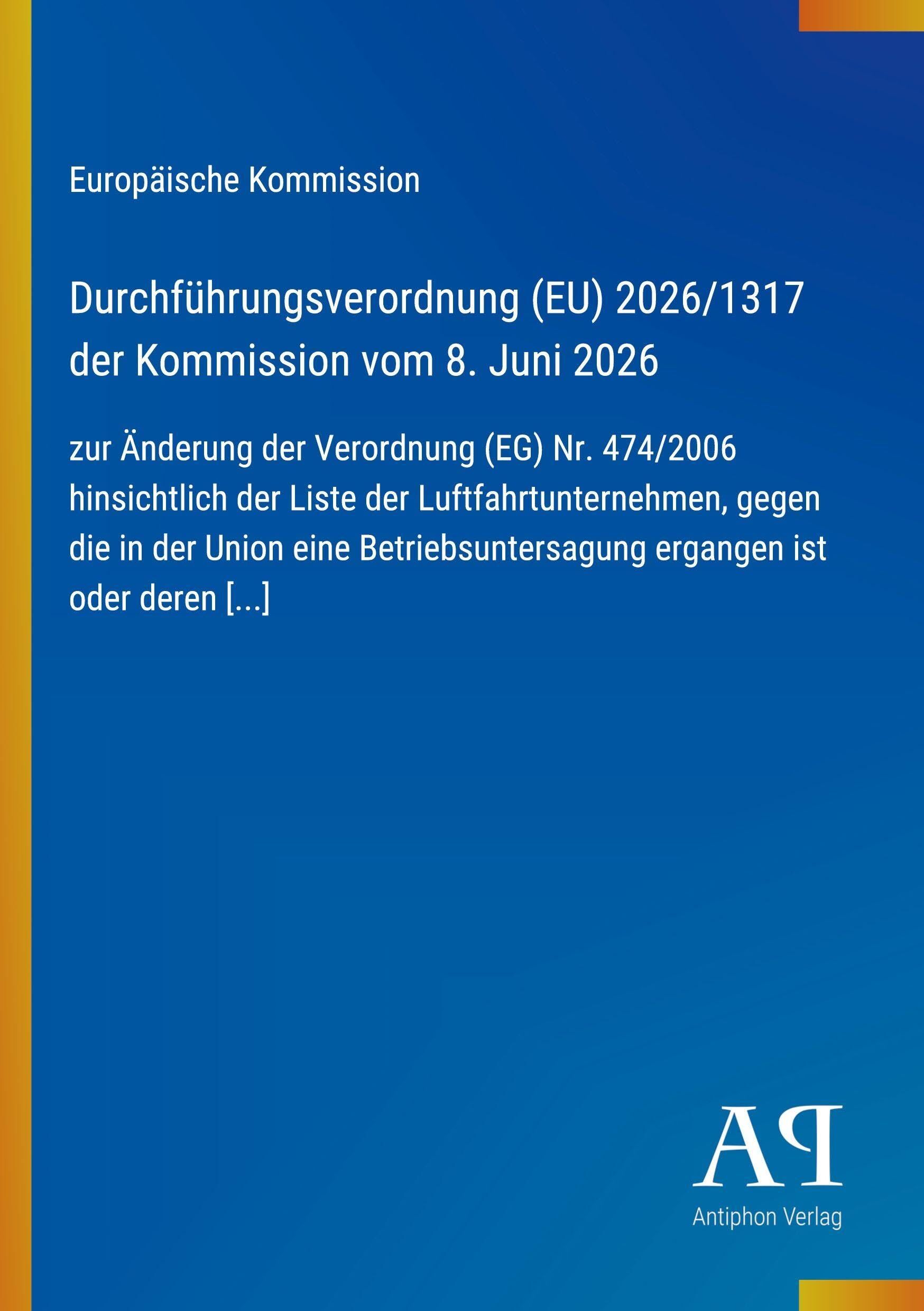 Durchführungsverordnung (EU) 2026/1317 der Kommission vom 8. Juni 2026