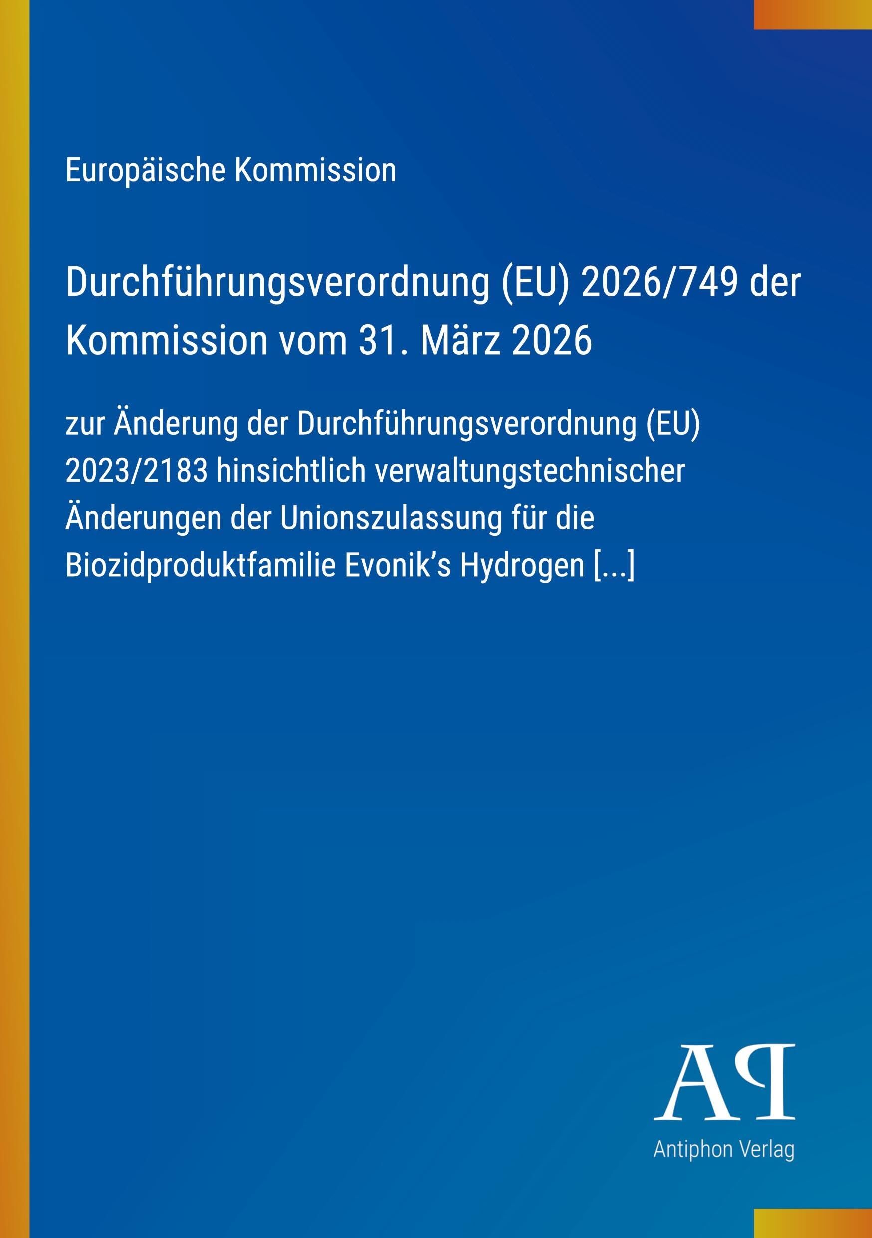 Durchführungsverordnung (EU) 2026/749 der Kommission vom 31. März 2026