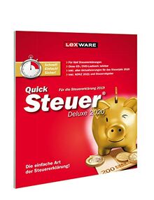 Lexware QuickSteuer Deluxe 2021 für das Steuerjahr 2020|Einfache und schnelle Steuer-Software für die private und gewerbliche Steuererklärung|Deluxe|1|1 Jahr|PC|Disc