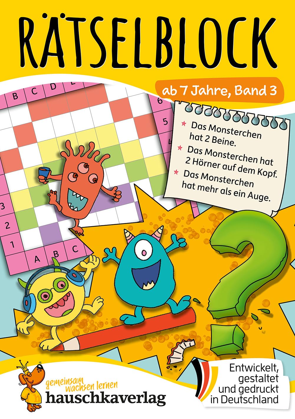 Rätselblock ab 7 Jahre, Band 3: Bunter Rätsel-Spaß für Kinder - Kreuzworträtsel, Sudoku, Labyrinth, Scherzfragen und Witze und logisches Denken (Rätselbücher, Band 655)