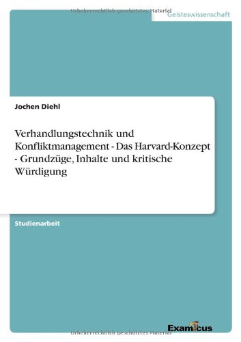 Verhandlungstechnik und Konfliktmanagement - Das Harvard-Konzept - Grundzüge, Inhalte und kritische Würdigung