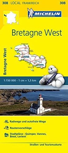 Michelin Bretagne West: Straßen- und Tourismuskarte 1:150.000 (MICHELIN Localkarten)