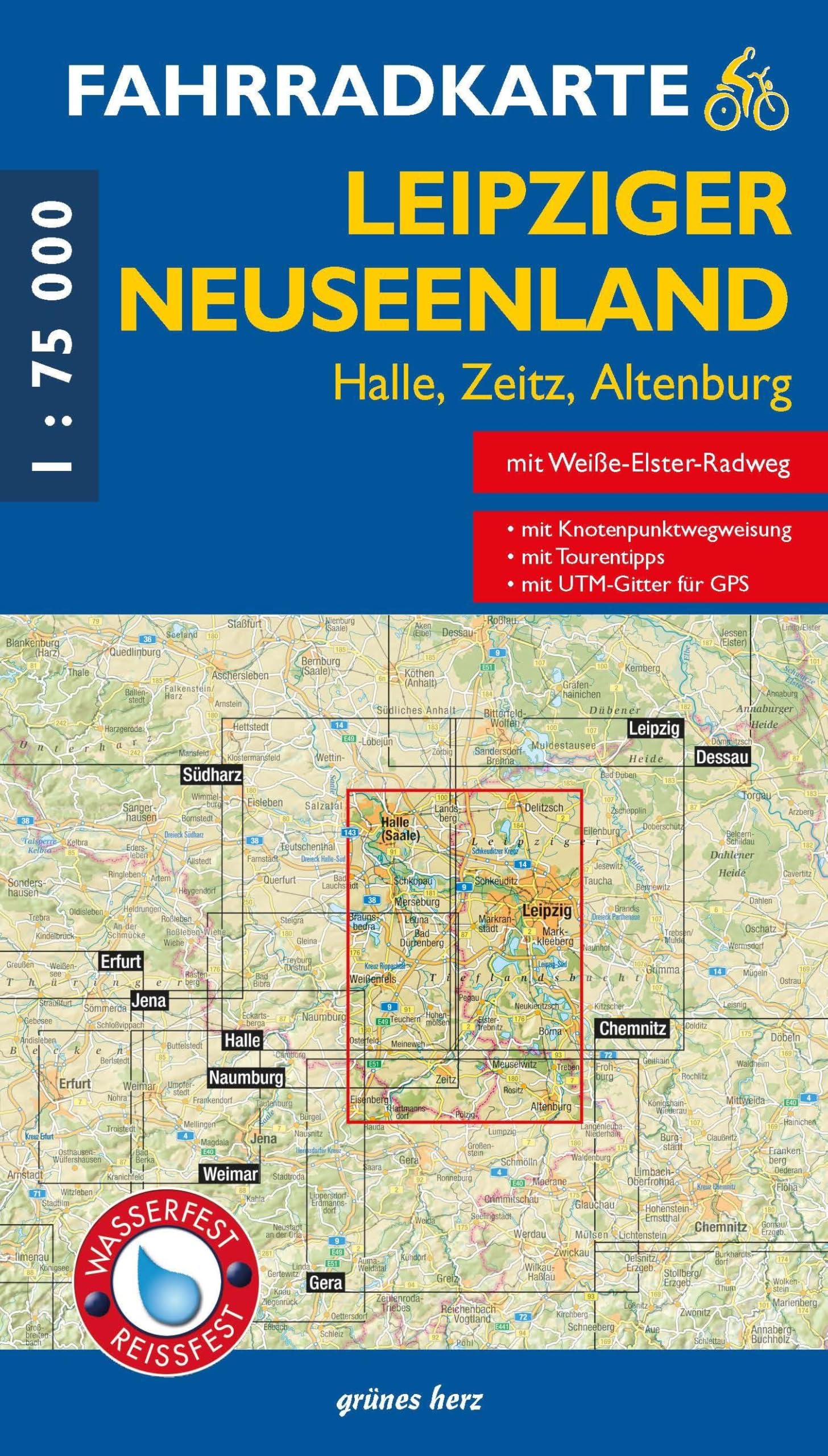 Fahrradkarte Leipziger Neuseenland: Mit UTM-Gitter für GPS. Maßstab 1:75.000. Wasser- und reißfest. (Fahrradkarten)