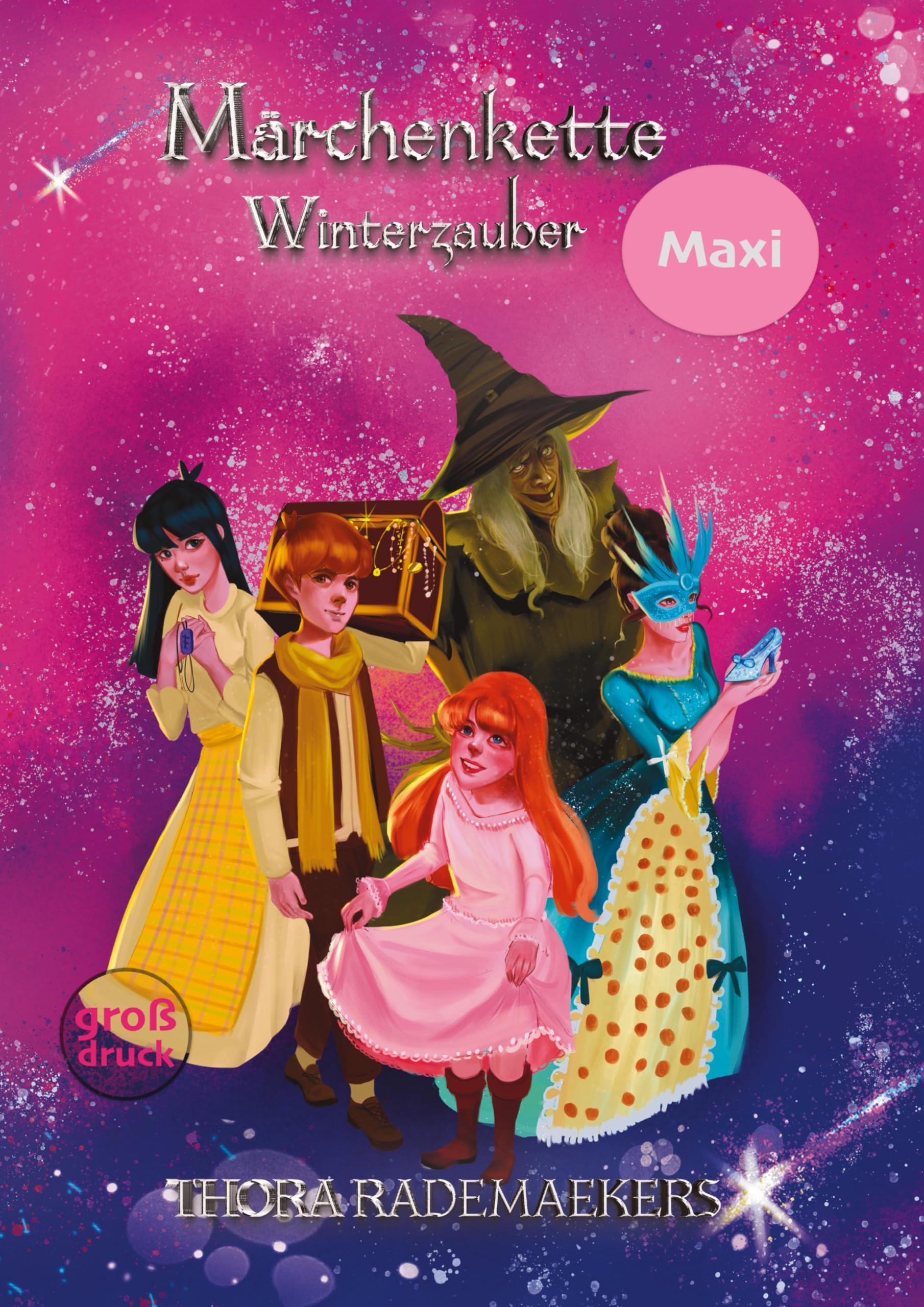 Maxi | Märchenkette - Winterzeit: Aschenputtel und der kleine Glasschuh | Gretel und Hänsel | Das Mädchen und die Sterntaler (Märchenkette: XL Ausmalbuch)