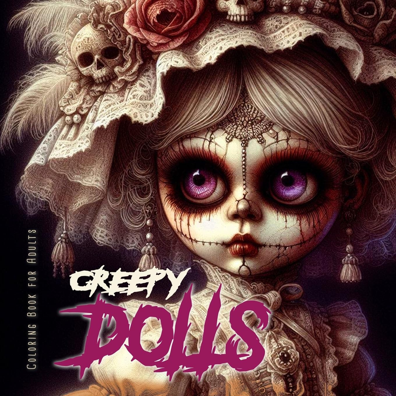 Monsoon Publishing Creepy Dolls Coloring Book For Adults, Halloween Coloring Book For Adults Creepy Coloring Book Grayscale Dolls Horror Puppets Coloring Book Gothic