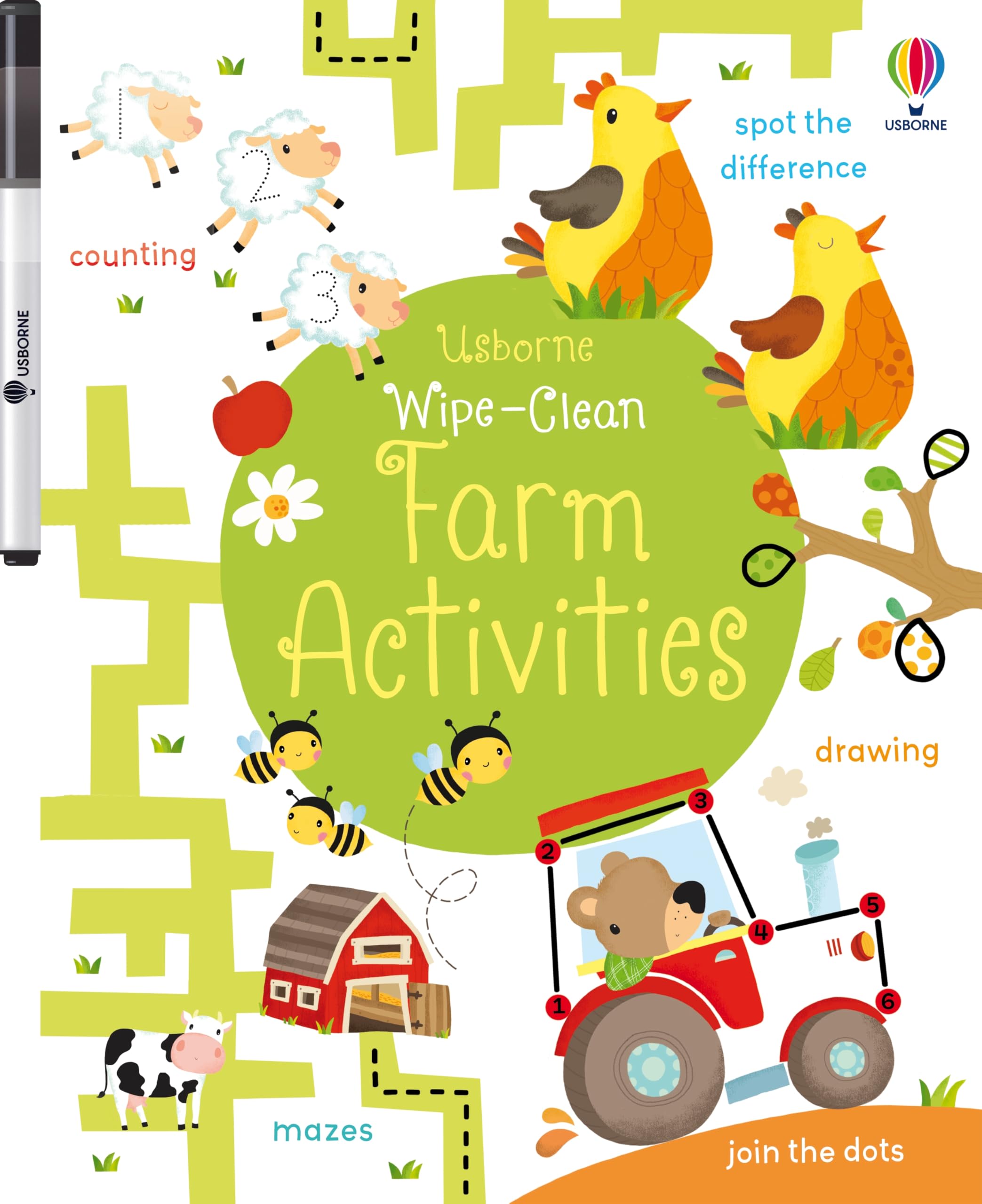 Wipe-Clean Farm Activities: An Activity Book About Counting, Observation, and Pen Control for Children (Ages 3-5) (Wipe-clean Activities)