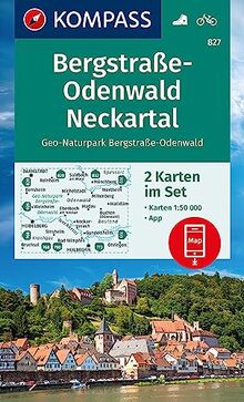 KOMPASS Wanderkarten-Set 827 Bergstraße-Odenwald, Neckartal, Geo-Naturpark Bergstraße-Odenwald (2 Karten) 1:50.000: inklusive Karte zur offline Verwendung in der KOMPASS-App. Fahrradfahren.