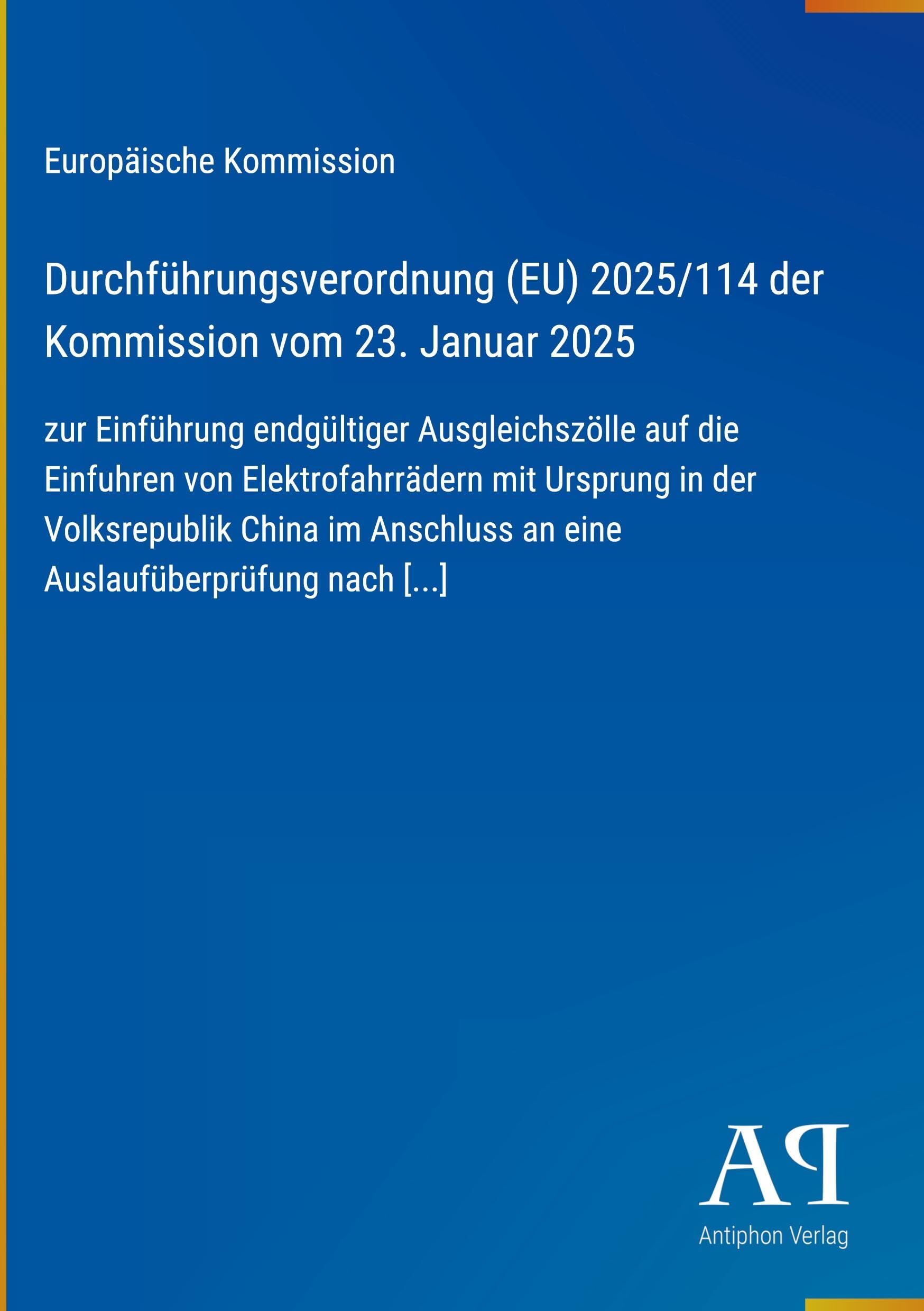 Durchführungsverordnung (EU) 2025/114 der Kommission vom 23. Januar 2025