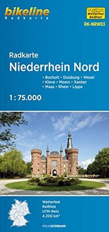 Radkarte Niederrhein Nord (RK-NRW03): Bocholt – Duisburg – Wesel – Kleve – Moers – Xanten – Maas – Rhein – Lippe (Bikeline Radkarte)