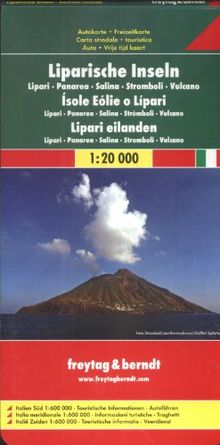 Liparische Inseln-Lipari-Panarea-Salina-Stromboli-Vulcano-Italien Süd. Autokarte. 1 : 20 000 /  1 : 600 000.