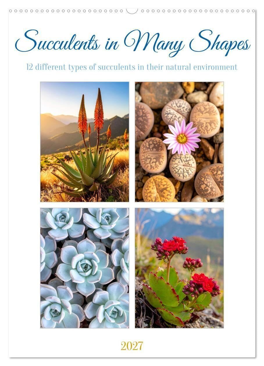 Succulents in Many Shapes (Wall Calendar 2027 DIN A2 portrait), CALVENDO 12 Month Wall Calendar