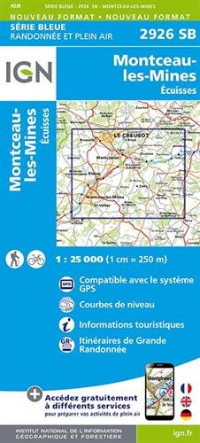 Montceau les Mines Ecuisses 1 : 25 000 Carte Topographique Serie Bleue Itineraires de Randonnee