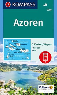 Azoren: 2 Wanderkarten 1:50000 im Set inklusive Karte zur offline Verwendung in der KOMPASS-App. (KOMPASS-Wanderkarten, Band 2260)