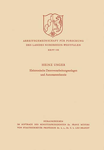 Elektronische Datenverarbeitungsanlagen und Automatentheorie (Zeitschrift für Betriebswirtschaft, 152, Band 152)