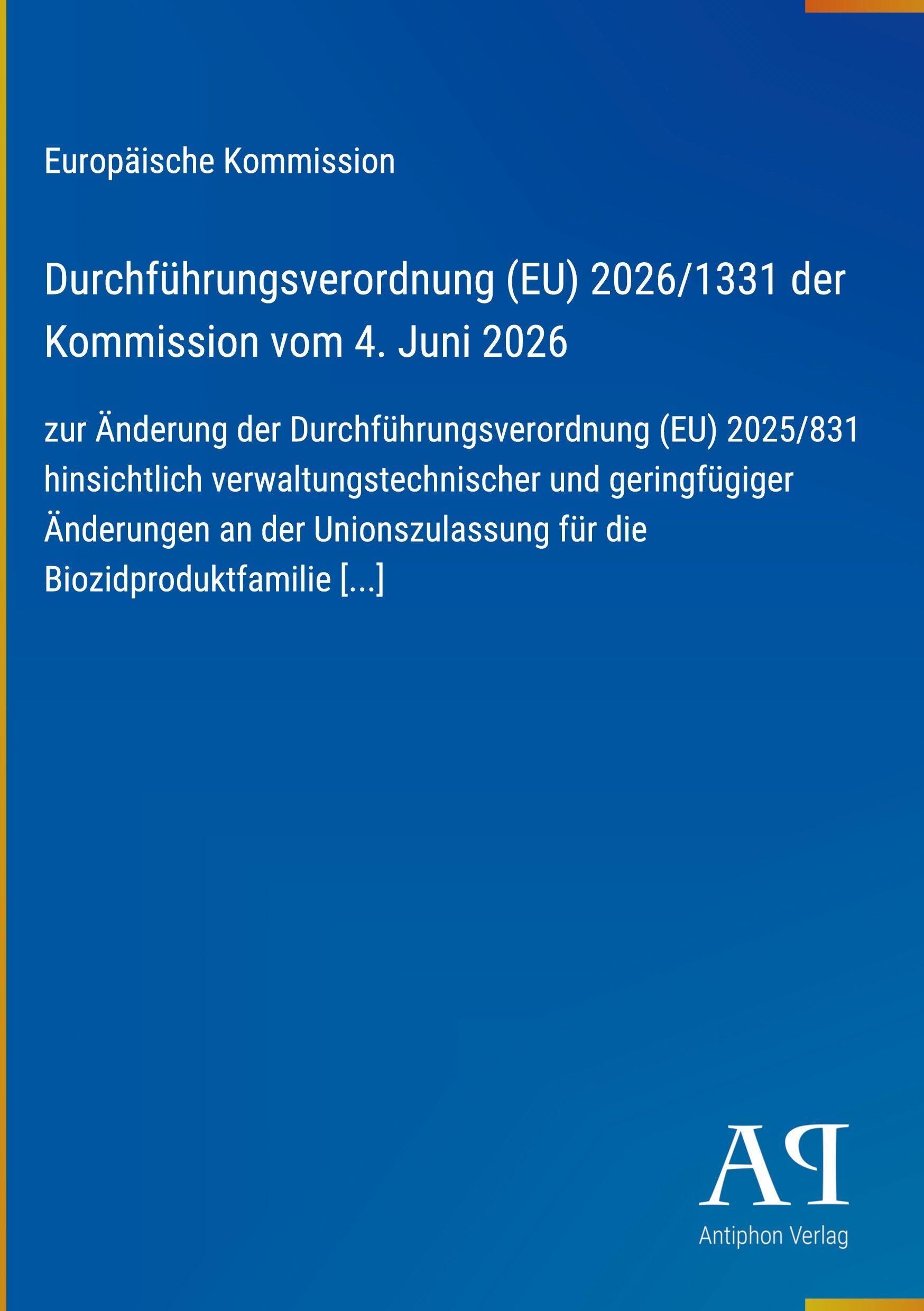 Durchführungsverordnung (EU) 2026/1331 der Kommission vom 4. Juni 2026