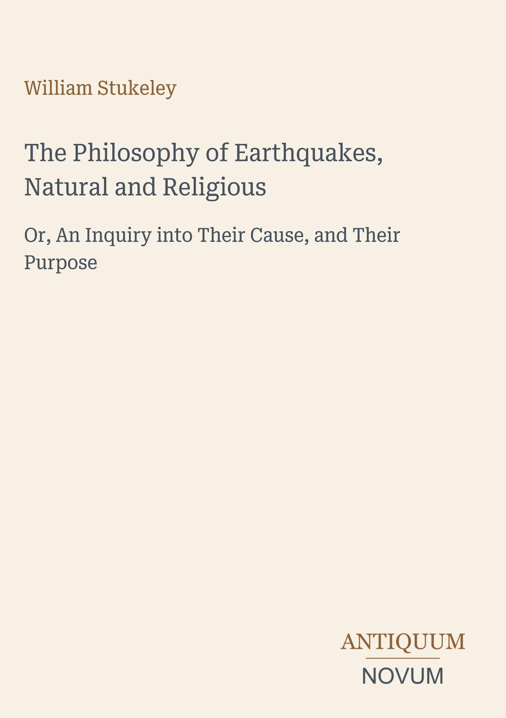 The Philosophy of Earthquakes, Natural and Religious
