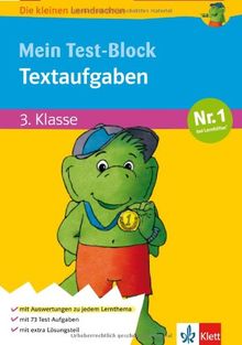 Die kleinen Lerndrachen: Mein Test-Block - Textaufgaben, Mathematik 3. Klasse